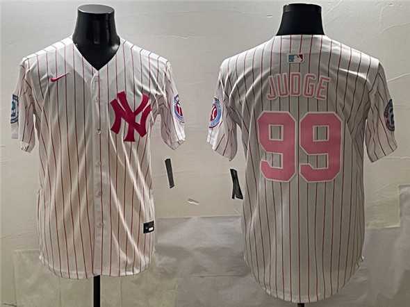 Men%27s New York Yankees #99 Aaron Judge Pink With Patch Limited Stitched Jersey->new york yankees->MLB Jersey